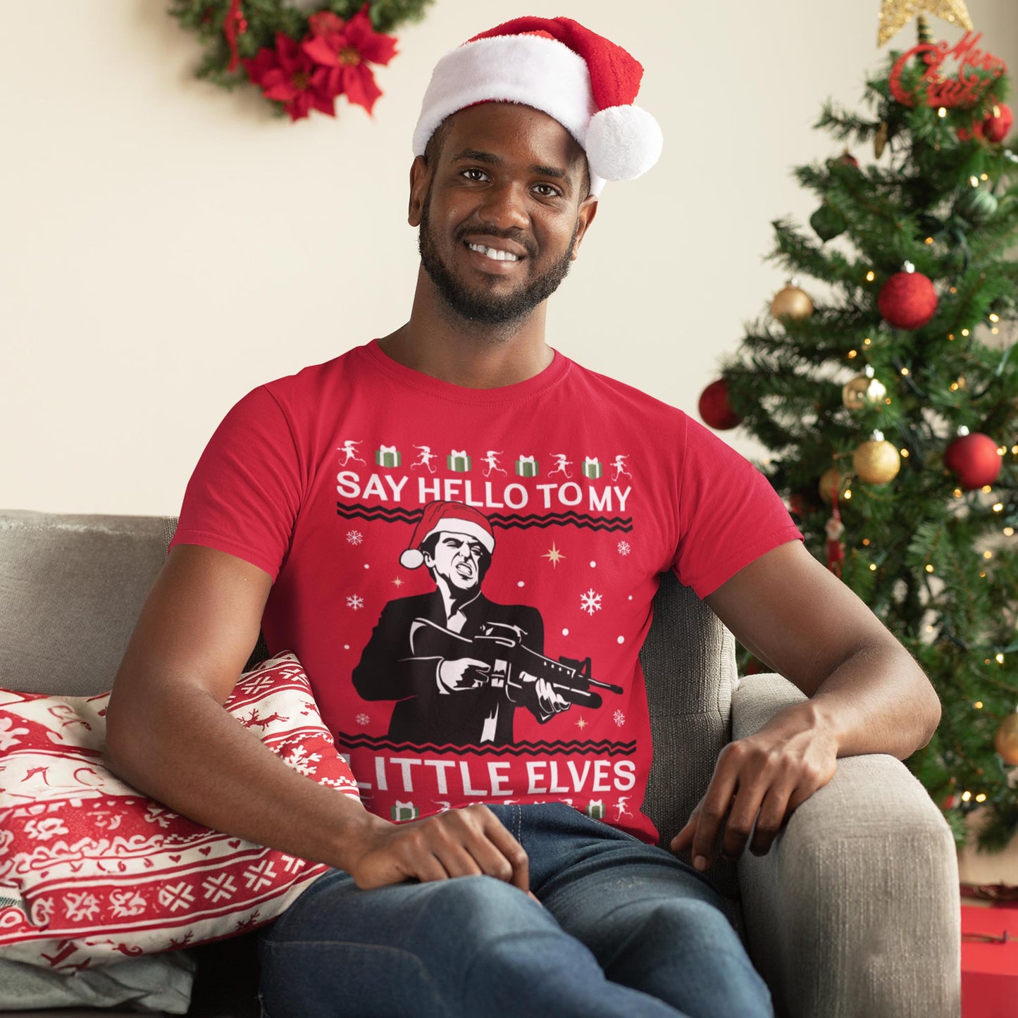Say Hello To My Little Elves Scarface Christmas T-Shirt