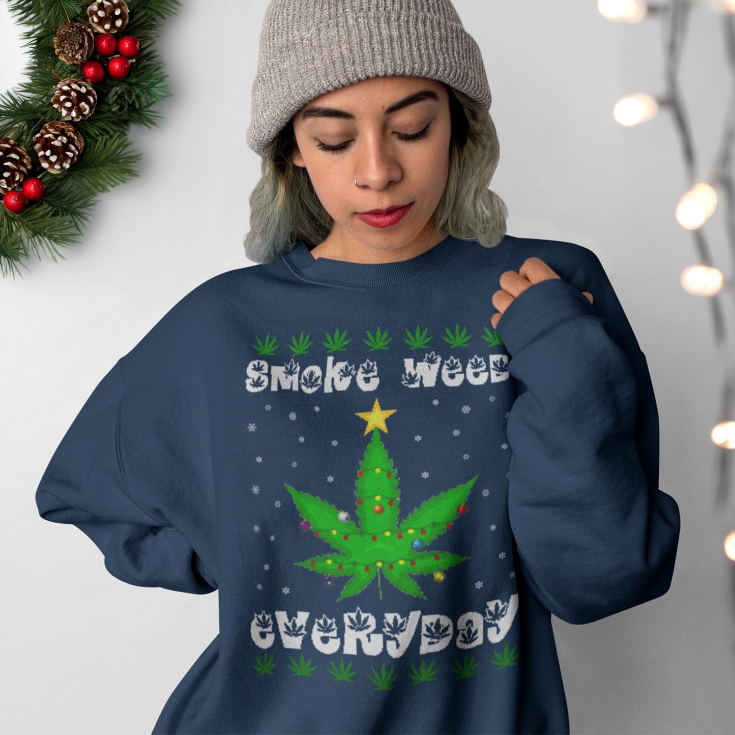 Smoke Weed Every Day Christmas Sweatshirt