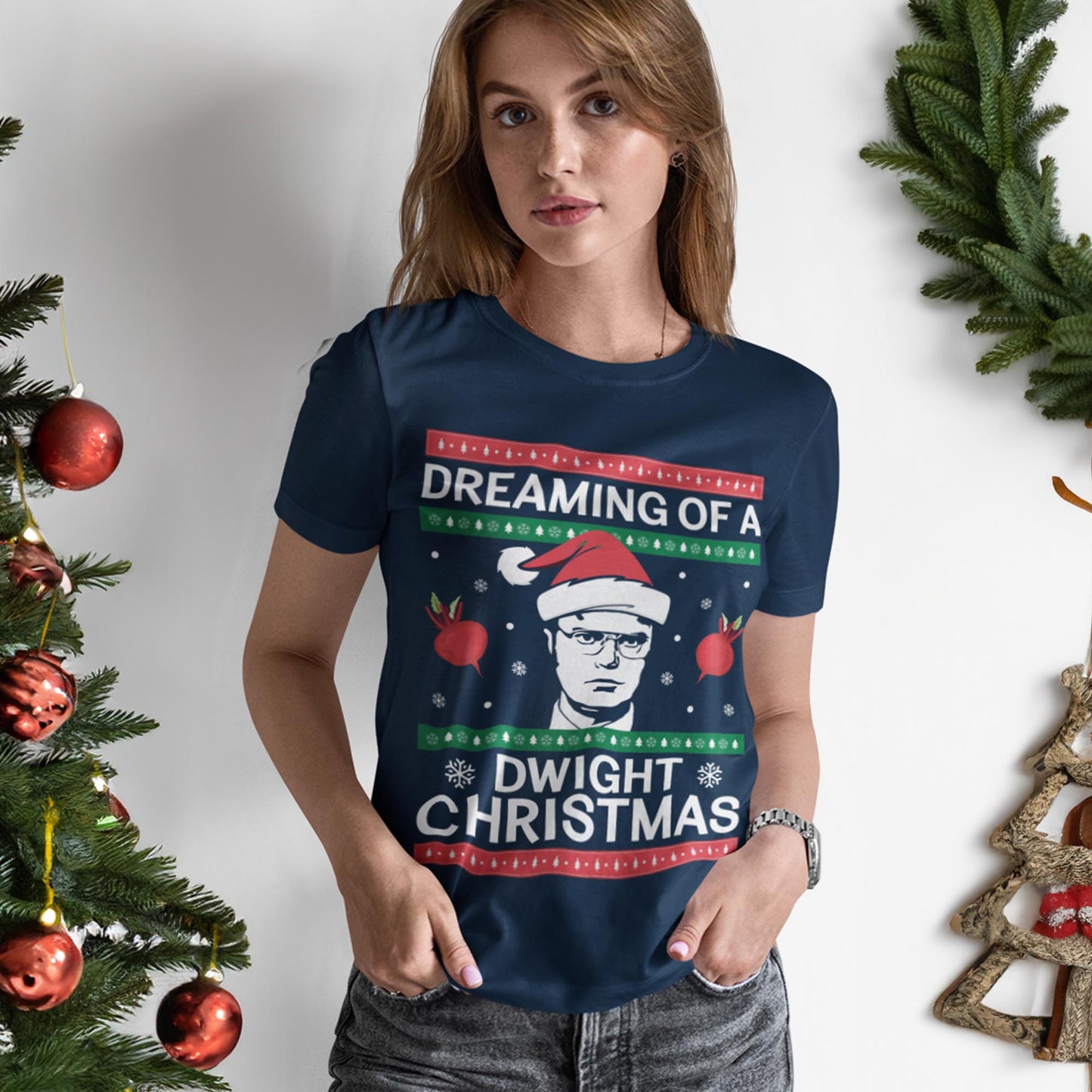 Dreaming Of A Dwight Christmas T-Shirt