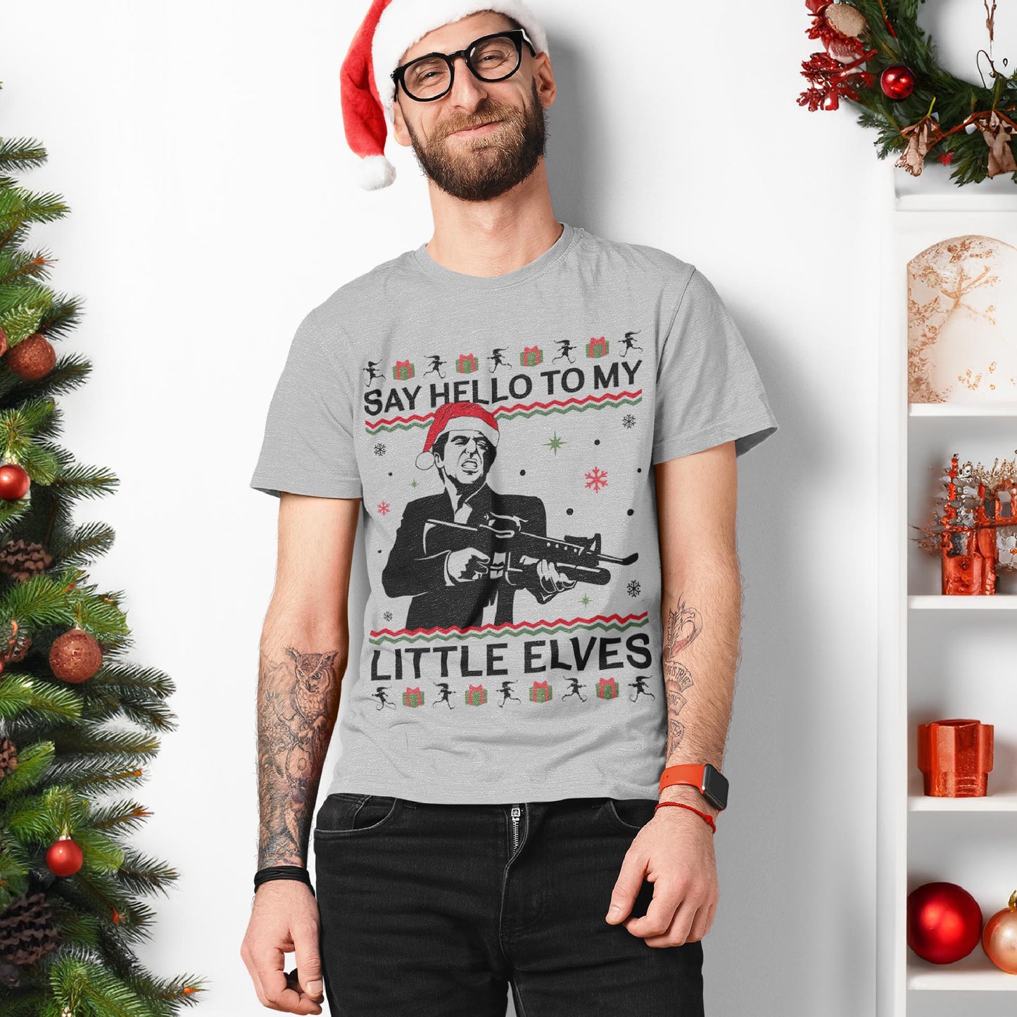 Say Hello To My Little Elves Scarface Christmas T-Shirt