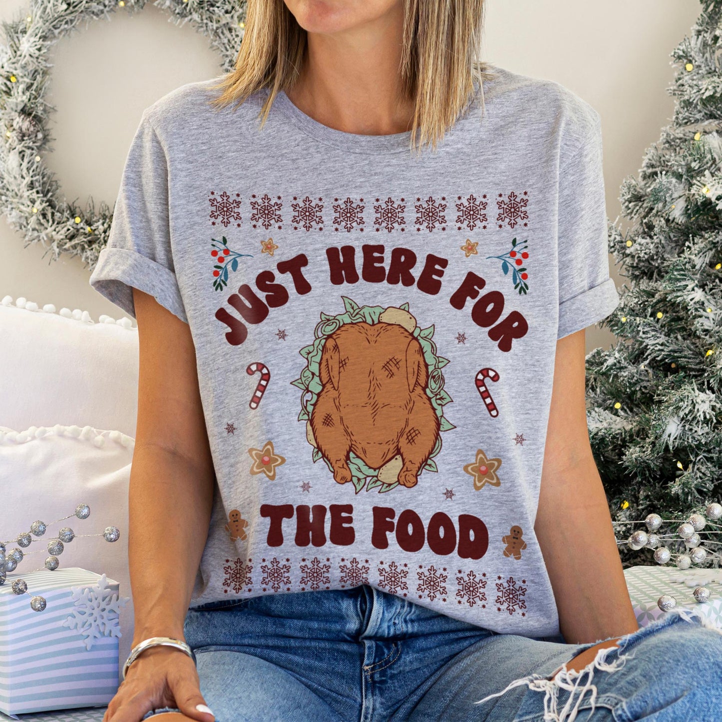 Just Here For The Food Christmas T-Shirt