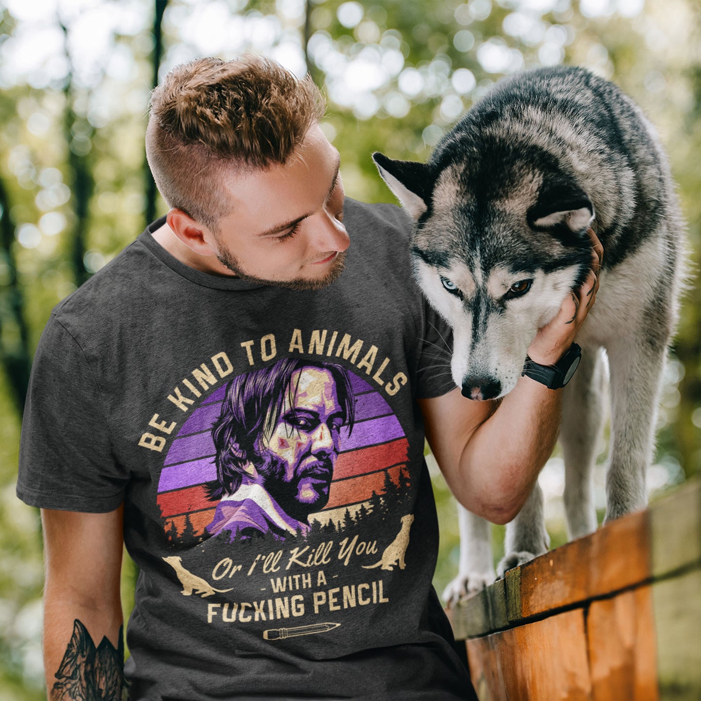 Be Kind To Animals Or I'll Kill You With A Fucking Pencil Unisex T-Shirt