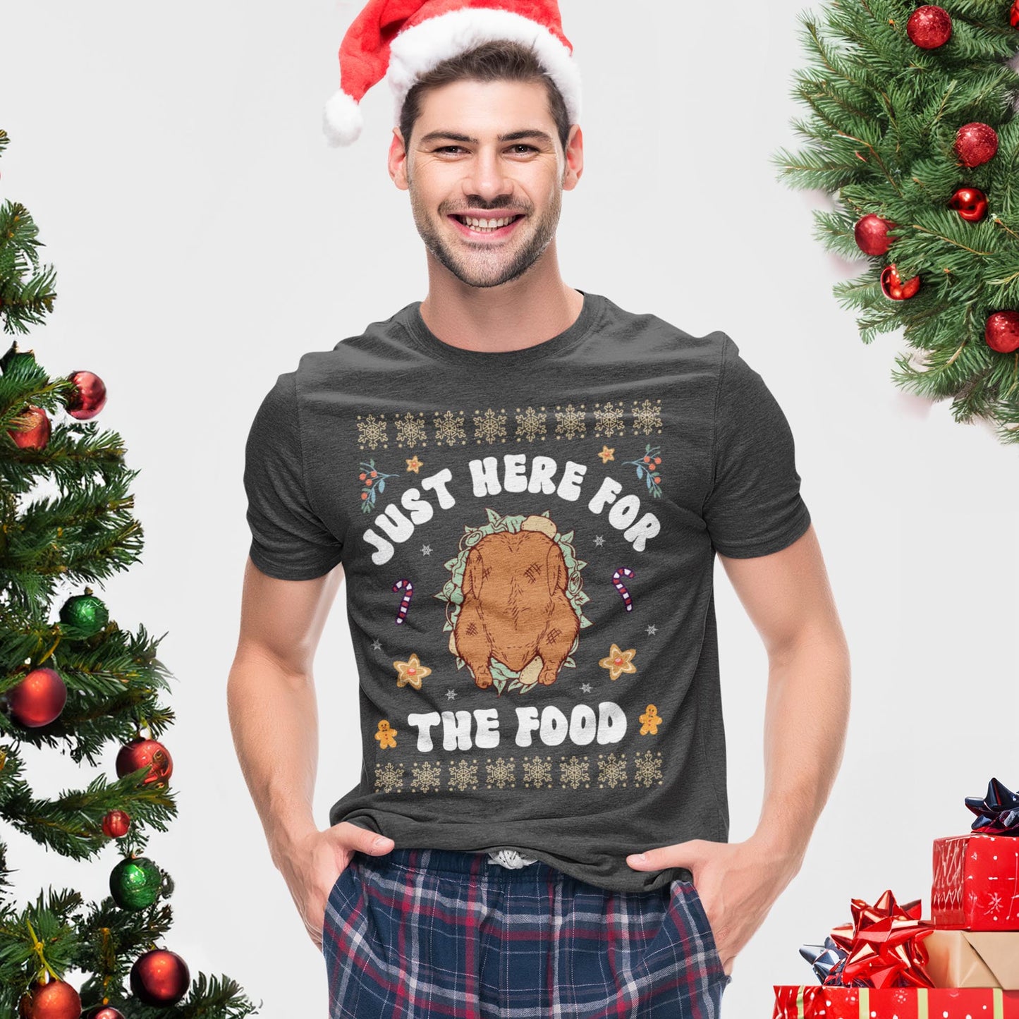 Just Here For The Food Christmas T-Shirt