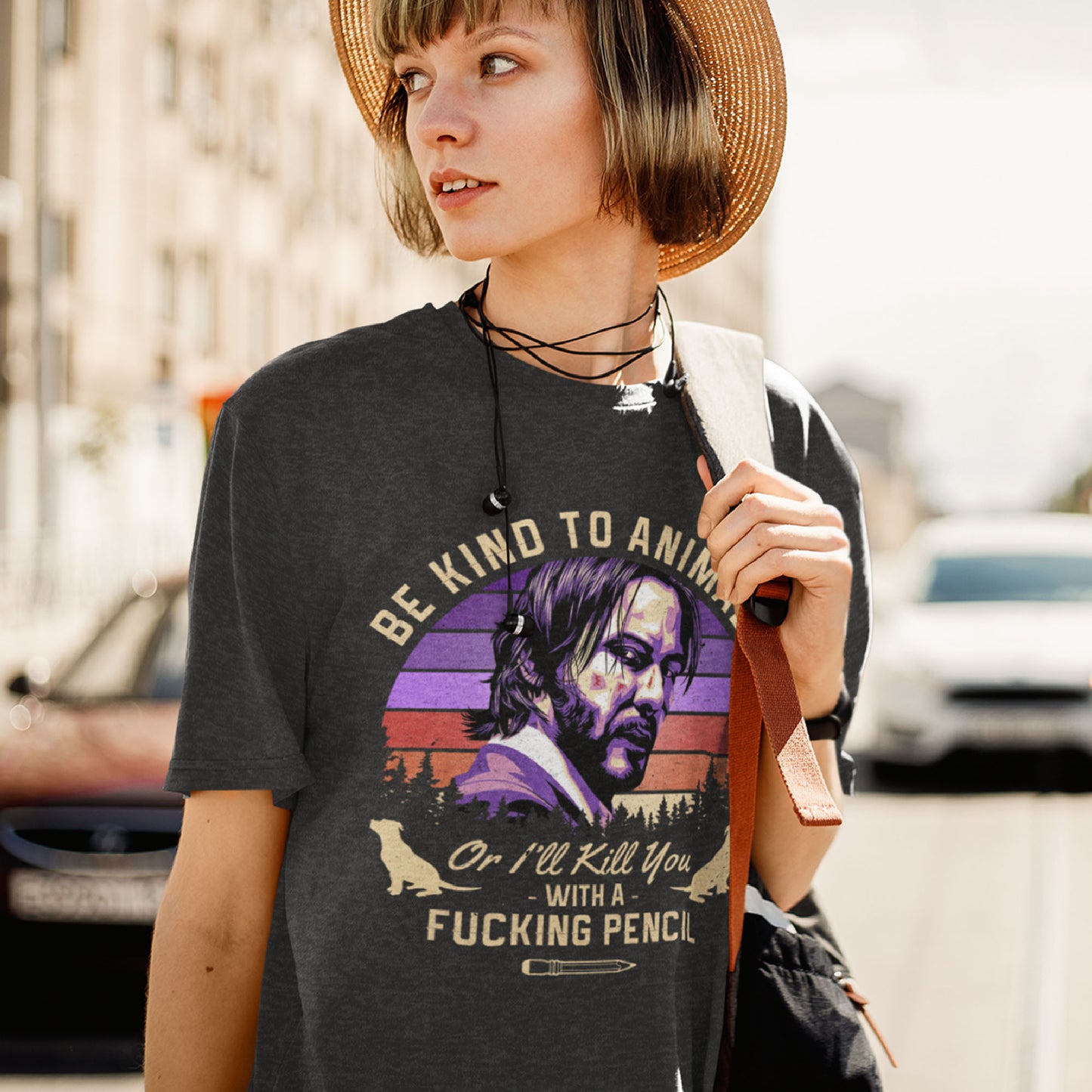 Be Kind To Animals Or I'll Kill You With A Fucking Pencil Unisex T-Shirt