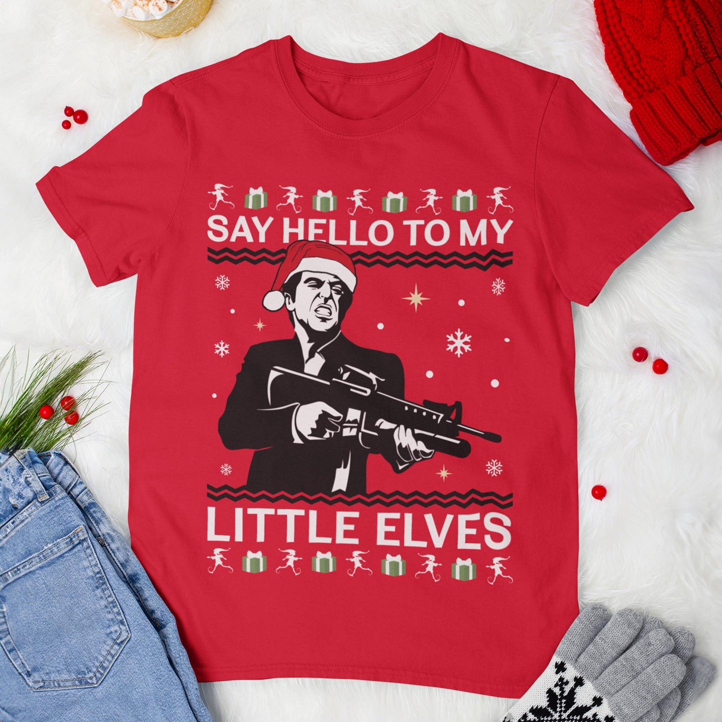 Say Hello To My Little Elves Scarface Christmas T-Shirt