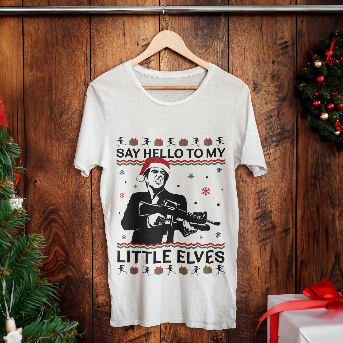 Say Hello To My Little Elves Scarface Christmas T-Shirt