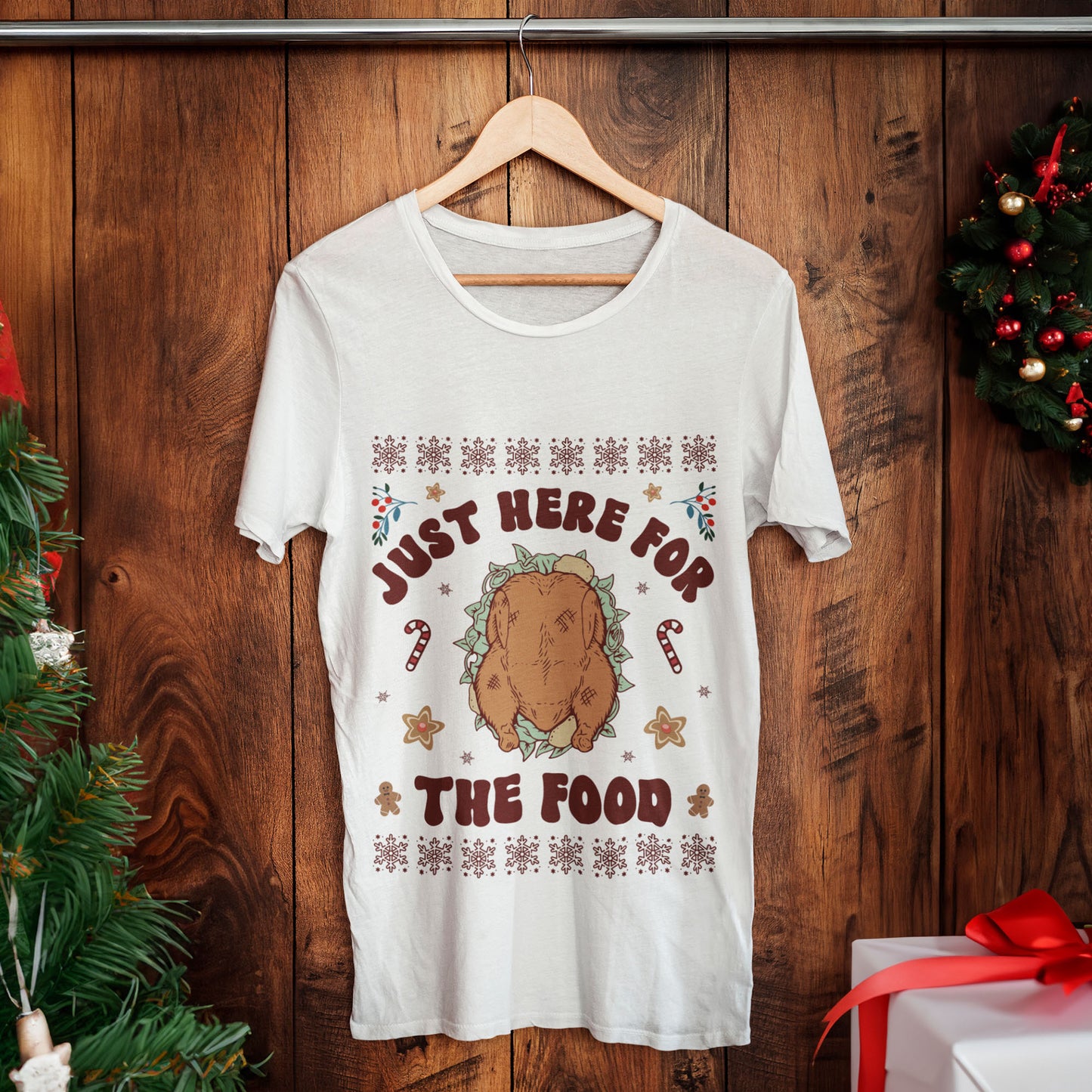 Just Here For The Food Christmas T-Shirt