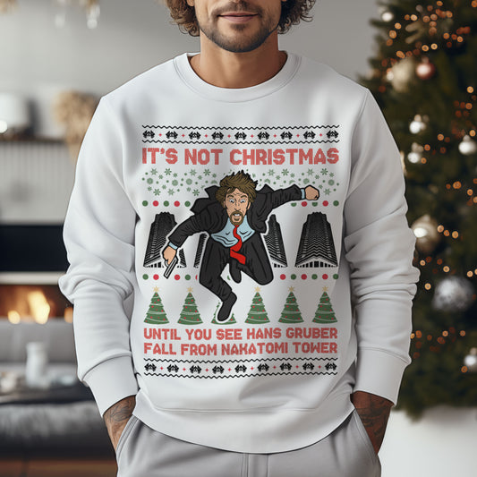 Hans Gruber Falling Christmas Sweatshirt